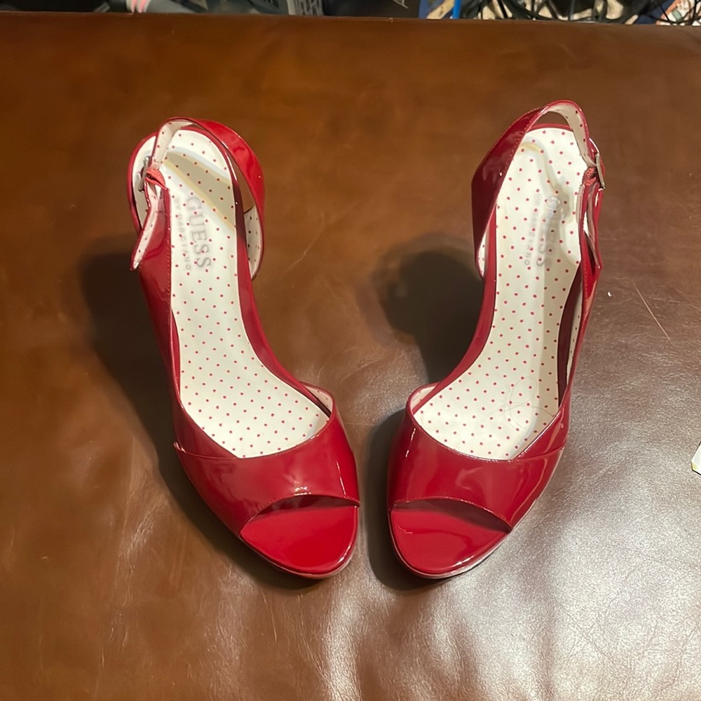 Guess by Marciano Dark Red Patent Leather Heels Size 8.5